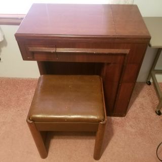 Vintage Singer Art Deco Streamline Sewing Cabinet Bench Chair