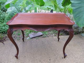 Antique French Louis Xv Style Coffee Table / Side Table Mahogany Carved Restored