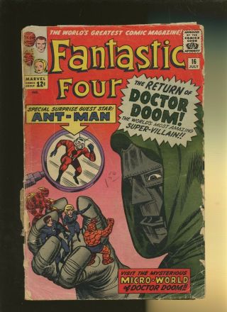 Fantastic Four 16 Fr/gd 1.  5 1 Book Dr.  Doom Ant - Man Stan Lee & Jack Kirby