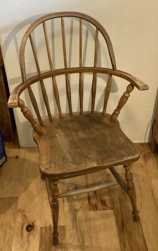 Antique Windsor Arm Chair Primitive Circa 1850s ??? Wood Euc
