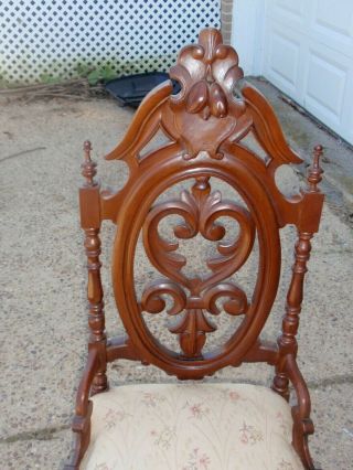 ANTIQUE EARLY VICTORIAN PIERCED CARVED SOLID WALNUT ROCOCO STYLE SLIPPER C 2