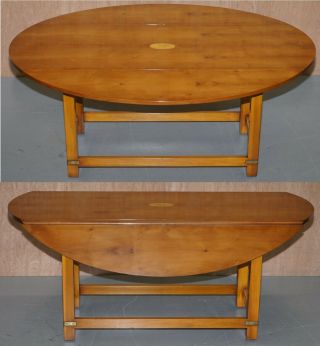 Workshop Bevan Funnell Burr Yew Wood Extending Oval Campaign Coffee Table