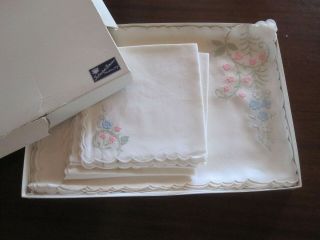 16 Pc Set Vintage Madeira Applique Embroidered Placemats Napkins Orig Box