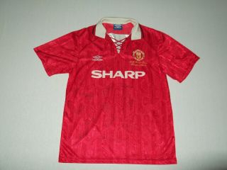 Manchester United Vintage Champions 1992 / 93 Red Football Shirt Umbro Signed