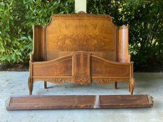 Antique Wooden Full Size Bed Frame With Gorgeous Headboard And Side Rails
