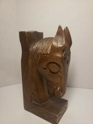 Vintage Carved Wood Horse Donkey Bookend 8 1/4 " ×3 3/4 "