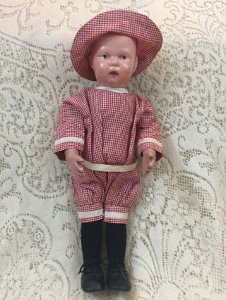 Antique Shoenhut Boy Doll 14” Jointed 1911 Wood 1913