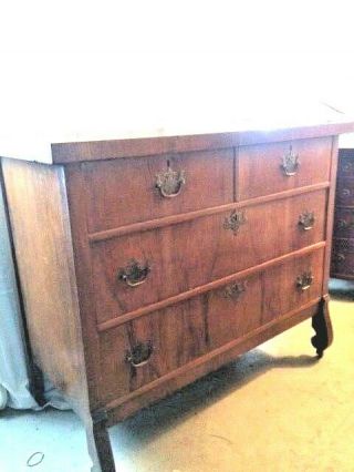 Local Pickup Antique Wood 4 - Drawer Low Boy Chest Dresser W/brass Pulls