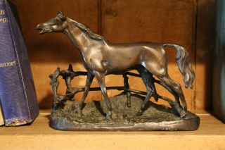 Antique Bronze Horse Statue Art Sculpture Bookend Vintage Farm Ranch Decor