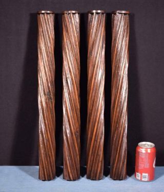 22 " Set Of French Antique Solid Walnut Posts/pillars/columns/balusters Salvage