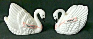 Vintage Ceramic Salt Pepper Shakers Set White Bone China Swans