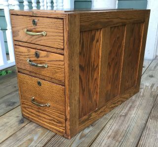 Antique Hamilton Mission Oak 3 Drawer File Storage Cabinet Arts Crafts Organizer