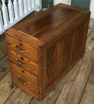 Antique Hamilton Mission Oak 3 Drawer File Storage Cabinet Arts Crafts Organizer 3