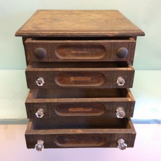 Oak 4 - Drawer Country Store Spool Cabinet 17.  5” W 2