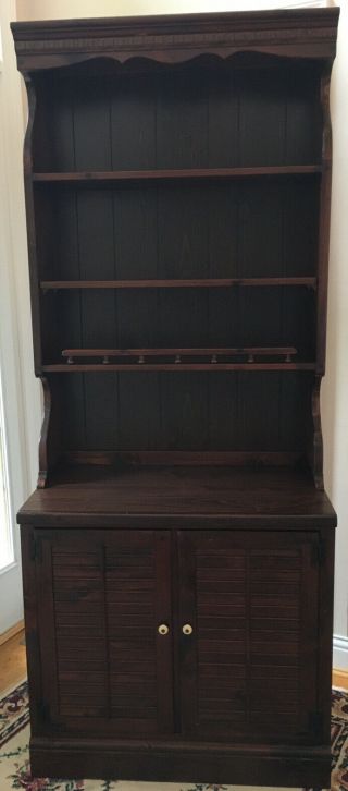 Ethan Allen Antiqued Pine Old Tavern Desk,  Nightstand,  Cabinet And Hutch Vintage