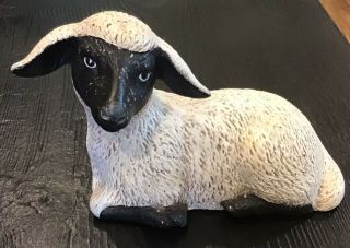 Ceramic Sheep Figurine,  White Body With Black Face,  Farmhouse Decoration