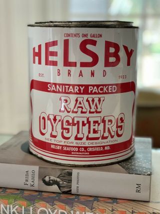 Rare Vintage Helsby Brand Oyster 1 Gallon Tin Can - Packer Va 277 Collectible
