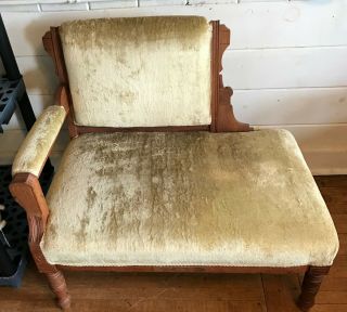 Antique Victorian Settee Loveseat Chair Velvet Upholstery