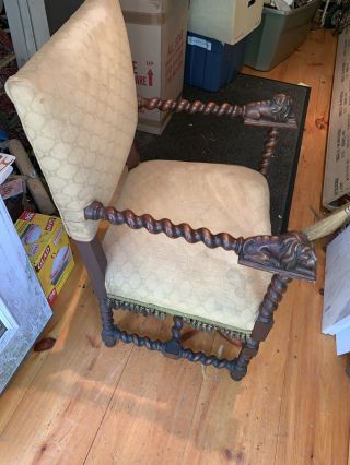 French Arm Chair Lions Barley Twist Vintage