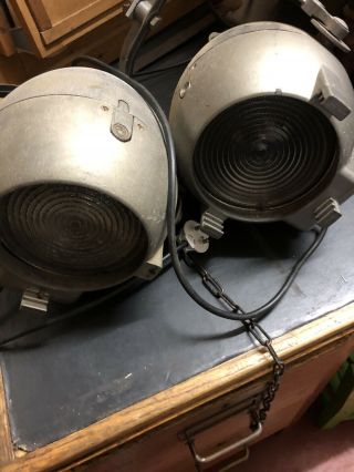 2 Vintage Industrial Salvaged Furse Stage Theatre Spot Light Lamp 40s 50s