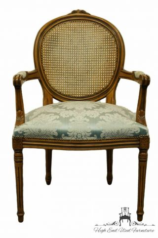 Vintage Antique Louis Xvi French Provincial Cane Back Dining Arm Chair W.  Pow.