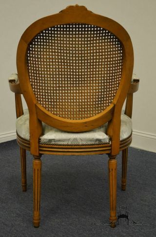 Vintage Antique Louis XVI French Provincial Cane Back Dining Arm Chair w.  Pow. 3