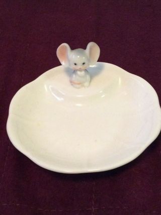 Vintage Mouse Trinket Ring Dish Porcelain Japan Figural Collectible