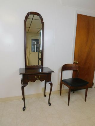 Vintage Ethan Allen Georgian Mahogany Pier Mirror Table Valet Hallway Console