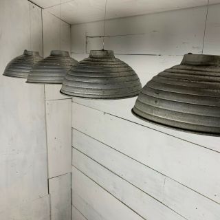 Set Of 4 Vintage Industrial Aluminium Pendant Lamp Shades
