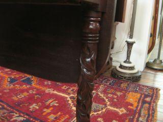 American Chippendale Empire Solid Mahogany Drop Leaf Table Hand Carved Legs 2