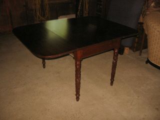 American Chippendale Empire Solid Mahogany Drop Leaf Table Hand Carved Legs 3