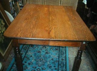 Antique Golden Oak Dining Table Farm Breakfast Table Carved Legs Kitchen