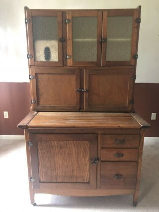 Antique Oak Hoosier Kitchen Cabinet By Mcdougall Company Indiana