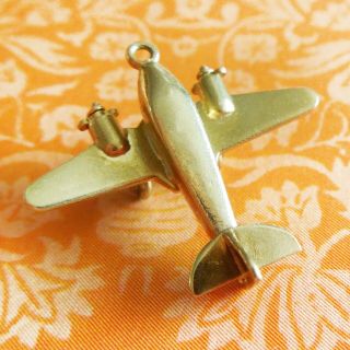 Vintage Twin Engine Airplane Propellers Move 14k Gold Movable Travel Charm