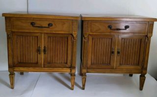 Vintage Wood End Tables With Doors/storage/drawer - Neoclassical Style
