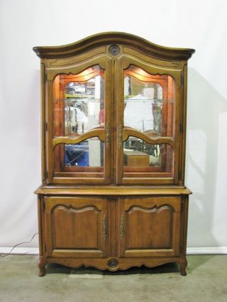 Ethan Allen Solid Cherry " Country French " Illuminated China Cabinet;