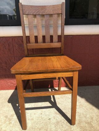 Antique Office Slat Back Windsor Solid Oak Clerk Very Side Chair