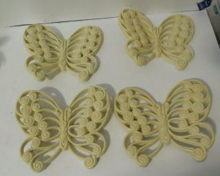 Vintage Homco Home Interiors 4 White Wicker Butterflies Wall Decor