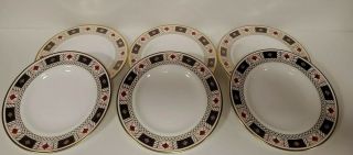 Vintage Set Of 6 Royal Crown Derby " Derby Border " Luncheon Plates