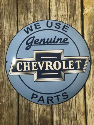 Vintage “chevrolet Service Parts” Porcelain Metal Gas And Oil Pump Sign
