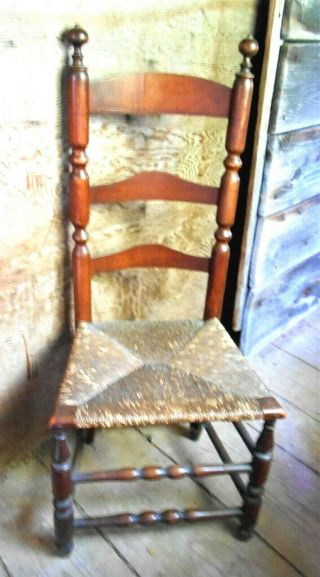 Antique 18th Century Sausage Turned Ladderback Chair