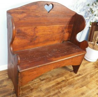 Vintage Settee Bench Plank Seat Hall Porch Reclaimed Pine