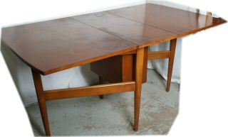 Mid - Century Modern Drop Leaf Dining Table / English Import Needs Wood Re - Finish