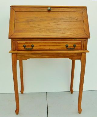 Antique/vtg Oak Wood Finish Drop Front Writing Desk