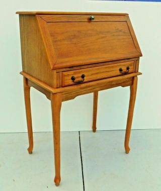 Antique/Vtg Oak Wood Finish Drop Front Writing Desk 2