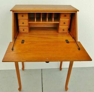 Antique/Vtg Oak Wood Finish Drop Front Writing Desk 3