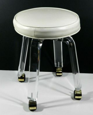 Vintage Lucite Vanity Stool Swivel Chair Rare 2