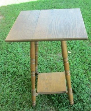 Vintage Antique Oak Wood Plant Stand Side Table Display Stand