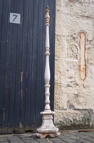 Rare 19th Century Standard Floor Lamp With Heavy Distressed Plaster Scroll Base