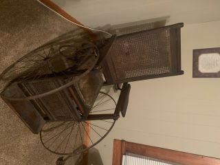 Antique Wooden Wheelchair.  Brown,  Wood And Metal